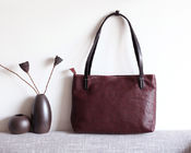 Black Shoulder Handbags Litchi Grain Vegetable Leather Bags for Women