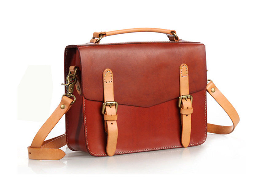 Brown Vintage Handbags for Lady Leather Briefcase Leather Satchel Bag