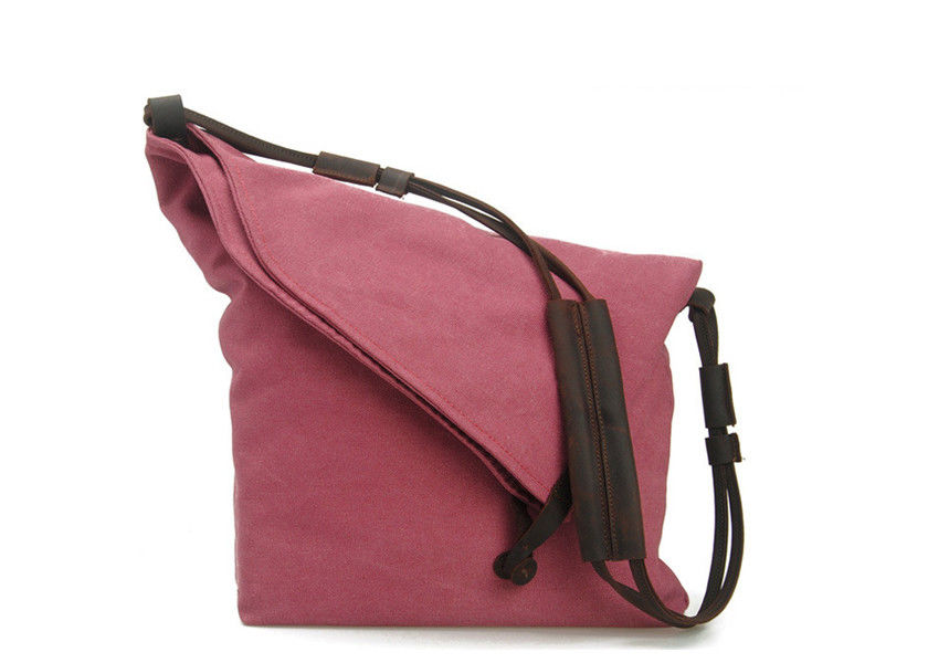 Pure Red Canvas Bag Folded Design Vintage Canvas Messenger Bag