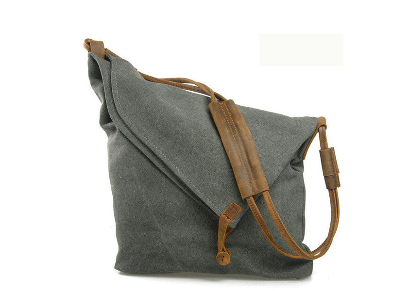 Custom Canvas Bag High Quality Gray Mens Canvas Messenger Bag