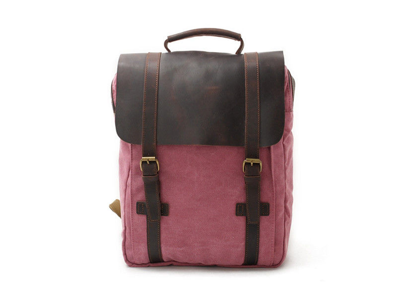 CL-500 Pink Hot Sale Vintage Design for Lady Canvas Leather Backpack