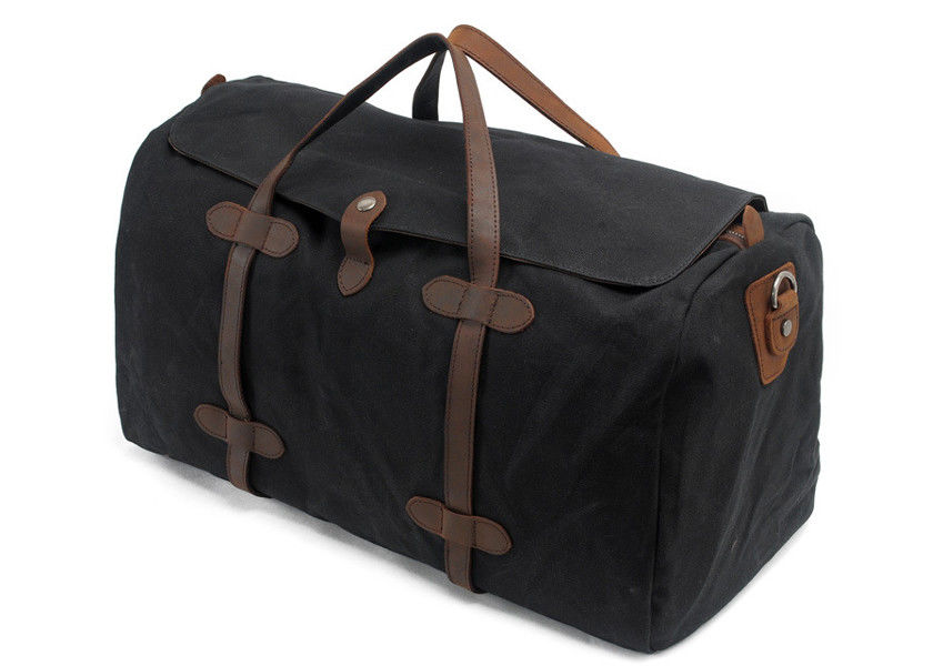CL-600 Black Classical Big Bag Waxed Canvas and Leather Duffle Bag