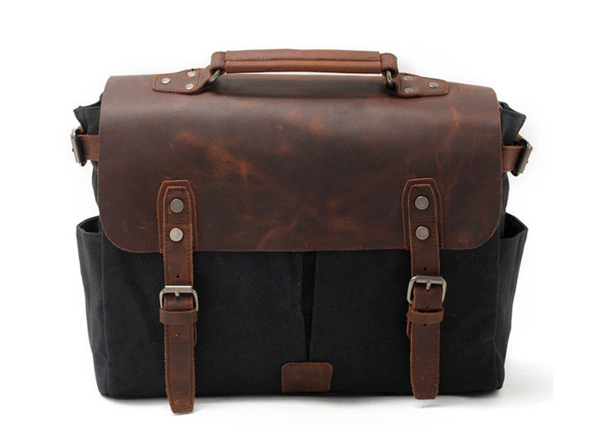 CL-900 Black Vintage Waxed Canvas and Leather Photography Bag